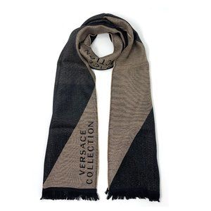 Versace Collection Two-Tone Scarf in Black and Tan
